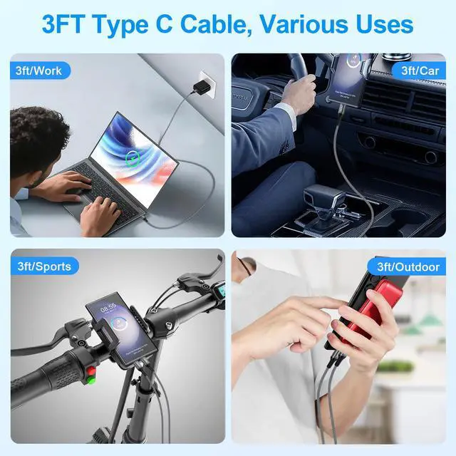 Alt view image 7 of 7 - for iPhone 17 Charger Fast Charging Cord 240W USB C to USB C Cable iPhone 17 Pro Max Car Charger Cord Power Cord 3FT 2 Pack for iPhone 17e 17 Pro Air 16 Pro Max 16Pro 16 Plus 16e 15Pro Max 15 MacBook