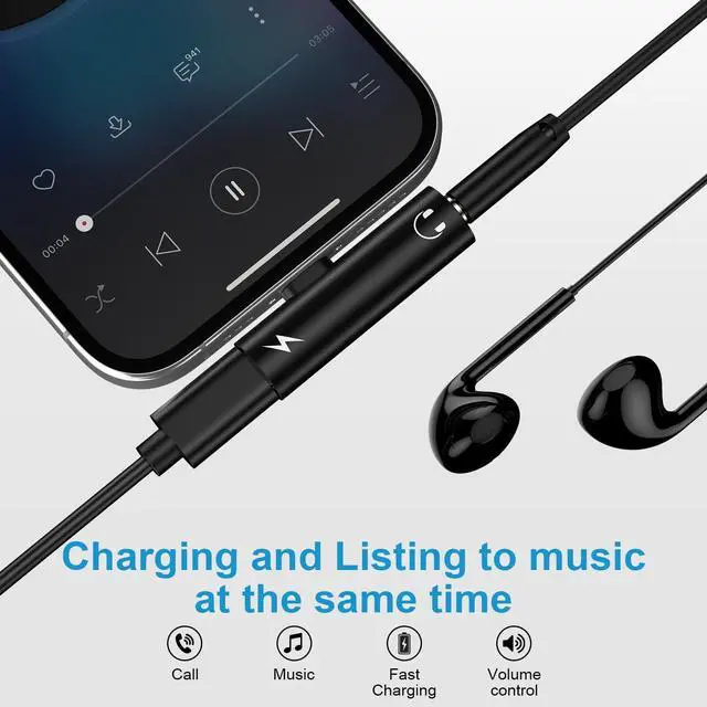 Alt view image 3 of 7 - USB C to 3.5mm Audio Adapter and Fast Charger for Samsung Galaxy A17 A16 5G A36 S26 S25 Ultra A26 A56 S24 FE A35 A55 S23, 2in1 Type C to Headphone Jack Aux Adapter and 27W USB-C Phone Fast Charging