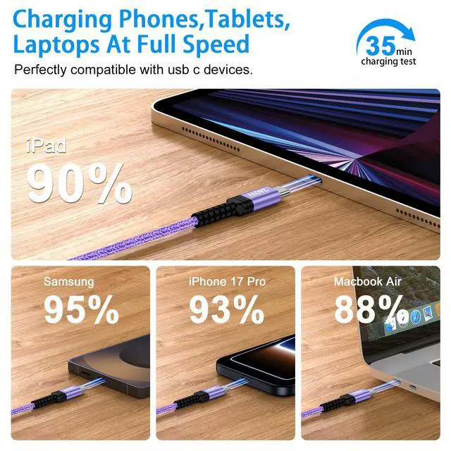 Alt view image 2 of 7 - Type C to C iPhone 17e Charger Cord 240W Fast Charging Cord 10FT Long USB to USB C Cable Android Charger Cable for iPhone 17 Pro Max 17Pro Air 16 Pro Max 15 Plus 15Pro Max 16e Samsung S26 S25 S24