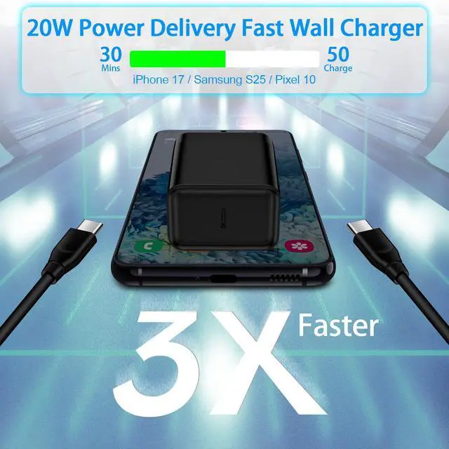 Alt view image 4 of 7 - 48W Car Charger for Samsung S26 Charger USB C Android Charger Fast Charging for Samsung Galaxy S26 Ultra S25 FE Edge S25+ A17 A16 A36 A26 A56 A32, 20W Wall Charging Block with 6FT USB C to USB C Cable