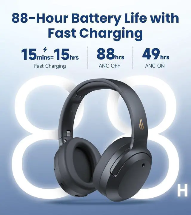Alt view image 5 of 7 - W820NB Plus Gen 2 Wireless Over-Ear Noise Cancelling Headphone, -49 dB ANC, LDAC Hi-Res Audio, 88H Playtime, Spatial Sound, AI Clear Calls, Bluetooth V6.1 & Multipoint - Dark Gray