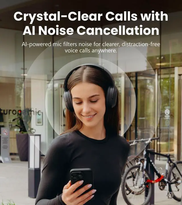 Alt view image 6 of 7 - W820NB Plus Gen 2 Wireless Over-Ear Noise Cancelling Headphone, -49 dB ANC, LDAC Hi-Res Audio, 88H Playtime, Spatial Sound, AI Clear Calls, Bluetooth V6.1 & Multipoint - Dark Gray