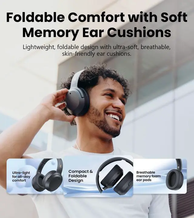 Alt view image 7 of 7 - W820NB Plus Gen 2 Wireless Over-Ear Noise Cancelling Headphone, -49 dB ANC, LDAC Hi-Res Audio, 88H Playtime, Spatial Sound, AI Clear Calls, Bluetooth V6.1 & Multipoint - Dark Gray