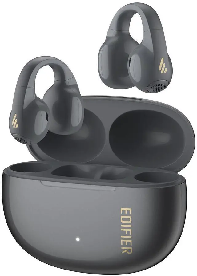 Main image of R1 Open-Ear True Wireless Earbuds, Bluetooth 5.4 Clip-On Headphones, AI Clear Calls, Left/Right Interchangeable, 28H Playtime, Fast Charging, Multipoint Connection, App Control, IP56, Gray