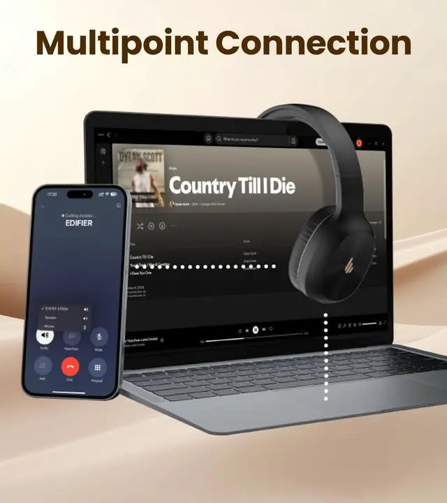 Alt view image 6 of 7 - K750W Wireless Headset with Noise Cancelling Mic & Mic Mute, Sidetone Feedback, 55H Playtime, Stereo Sound, Lightweight for Learning & Work, Bluetooth 5.4 for PC/Call Center/Laptop - Grey