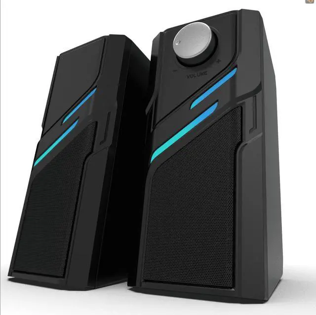 Main image of Computer Speakers for Desktop PC with Easy Knob, Clear Powerful Sound, Touch Lights, Plug and Play for Computer Desktop PC, Monitors, Laptop (USB & AUX)