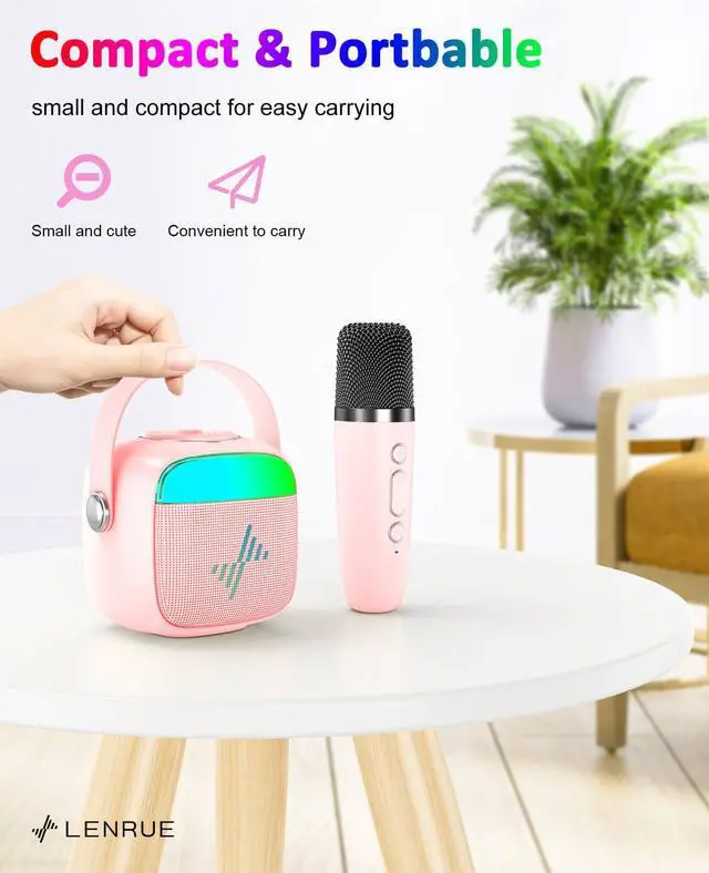 Alt view image 4 of 6 - Karaoke Machine for Kids, Birthday Gifts for Girls Boys Teens with Wireless Microphone, Colored Lights, Trendy Stuff Gifts for 3, 4, 5, 6, 7, 8, 9, 10 +Year Old