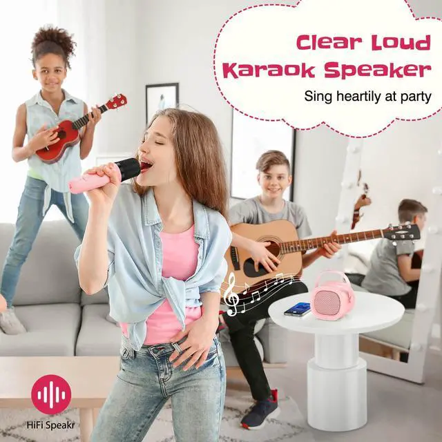 Alt view image 2 of 6 - Karaoke Machine for Kids with Wireless Microphone, 4 Magic Voices, Colorful Light, Karaoke for Girls Boys, Best Birthday Gifts for Kids 4, 5, 6, 7, 8, 9, 10, 11, 12+