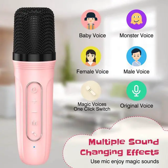 Alt view image 3 of 6 - Karaoke Machine for Kids with Wireless Microphone, 4 Magic Voices, Colorful Light, Karaoke for Girls Boys, Best Birthday Gifts for Kids 4, 5, 6, 7, 8, 9, 10, 11, 12+