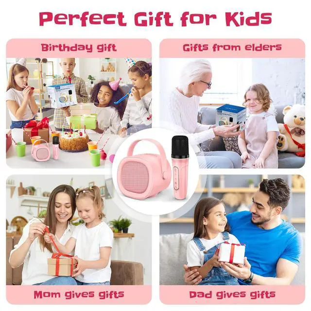 Alt view image 4 of 6 - Karaoke Machine for Kids with Wireless Microphone, 4 Magic Voices, Colorful Light, Karaoke for Girls Boys, Best Birthday Gifts for Kids 4, 5, 6, 7, 8, 9, 10, 11, 12+