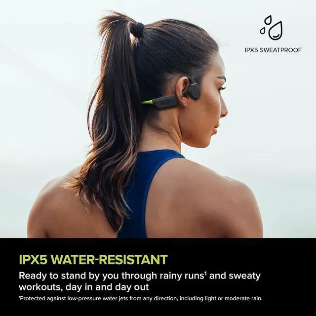 Alt view image 4 of 7 - Outlier Free+ Wireless Bone Conduction Headphones with Adjustable Transducers, IPX5 Sweat and Splash Resistance, Multipoint connectivity, Up to 10 Hours of Battery Life (Grey and Lime Green)