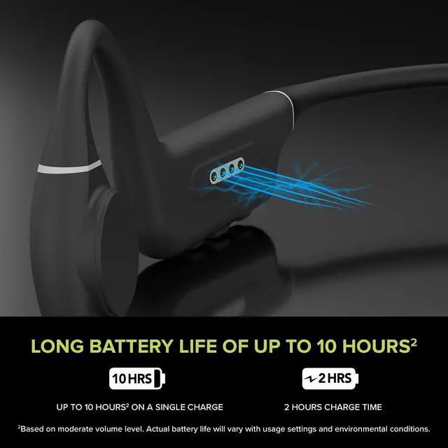 Alt view image 6 of 7 - Outlier Free+ Wireless Bone Conduction Headphones with Adjustable Transducers, IPX5 Sweat and Splash Resistance, Multipoint connectivity, Up to 10 Hours of Battery Life (Grey and Lime Green)