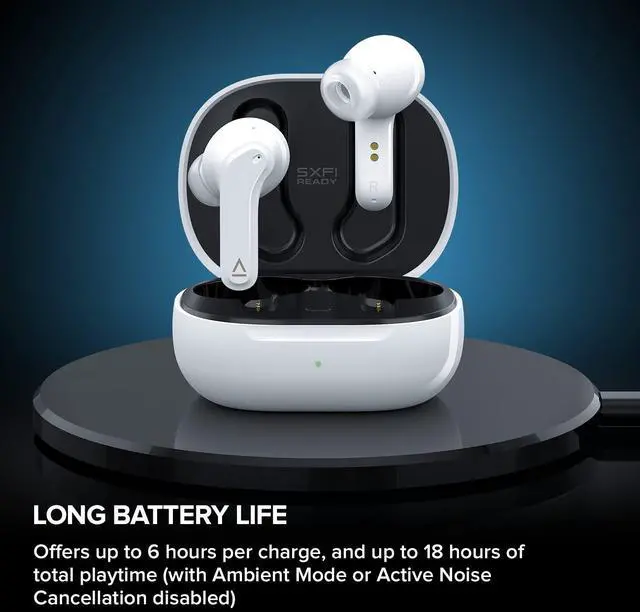 Alt view image 7 of 7 - Zen Air Lightweight True Wireless Sweatproof in-Ears with Active Noise Cancellation, Ambient Mode, Bluetooth 5.0, IPX4, Up to 6 Hours Per Charge and 18 Hours Total Playtime