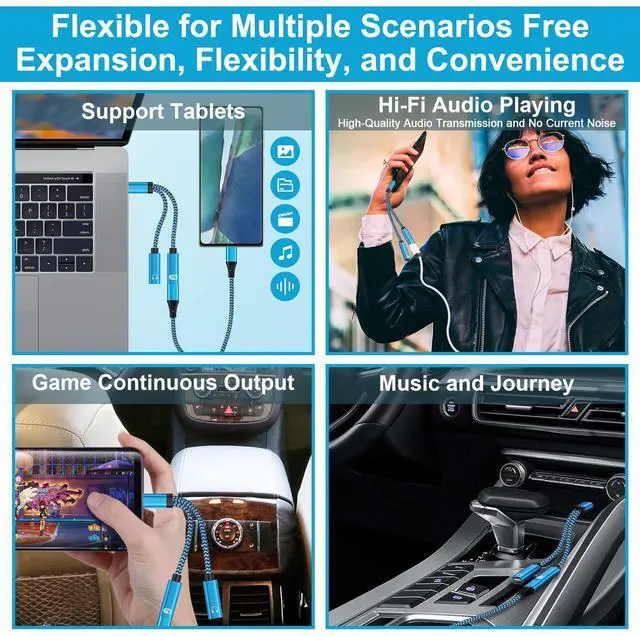 Alt view image 2 of 7 - USB C Splitter 1 in 2 Out Adapter for Samsung Galaxy S26/S26 Ultra/S26+ S25 Ultra S24 S23 A17 A16 A36 A56,Dual Type USBC Headphone and Charger Adapter Dongle Cable for iPhone 17 Pro Max 17 16E 16 15