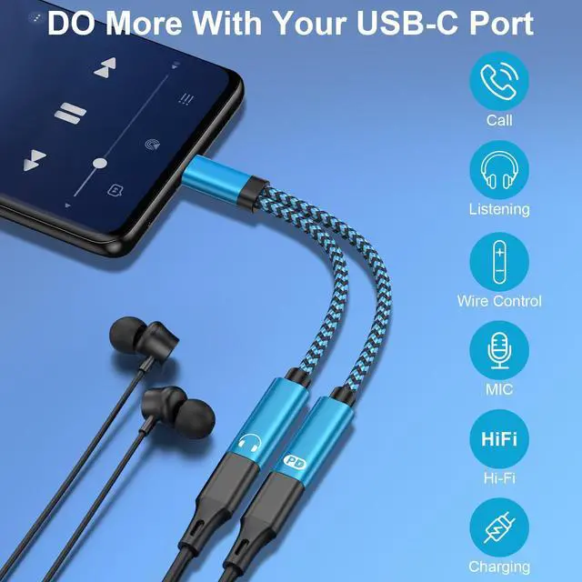 Alt view image 3 of 7 - USB C Splitter 1 in 2 Out Adapter for Samsung Galaxy S26/S26 Ultra/S26+ S25 Ultra S24 S23 A17 A16 A36 A56,Dual Type USBC Headphone and Charger Adapter Dongle Cable for iPhone 17 Pro Max 17 16E 16 15