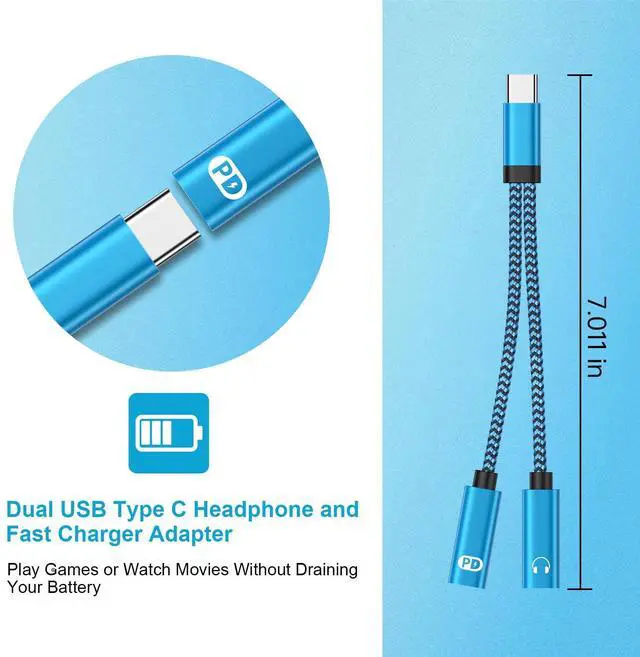 Alt view image 4 of 7 - USB C Splitter 1 in 2 Out Adapter for Samsung Galaxy S26/S26 Ultra/S26+ S25 Ultra S24 S23 A17 A16 A36 A56,Dual Type USBC Headphone and Charger Adapter Dongle Cable for iPhone 17 Pro Max 17 16E 16 15