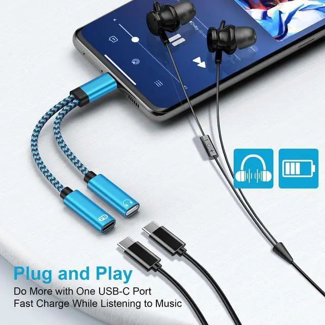 Alt view image 6 of 7 - USB C Splitter 1 in 2 Out Adapter for Samsung Galaxy S26/S26 Ultra/S26+ S25 Ultra S24 S23 A17 A16 A36 A56,Dual Type USBC Headphone and Charger Adapter Dongle Cable for iPhone 17 Pro Max 17 16E 16 15