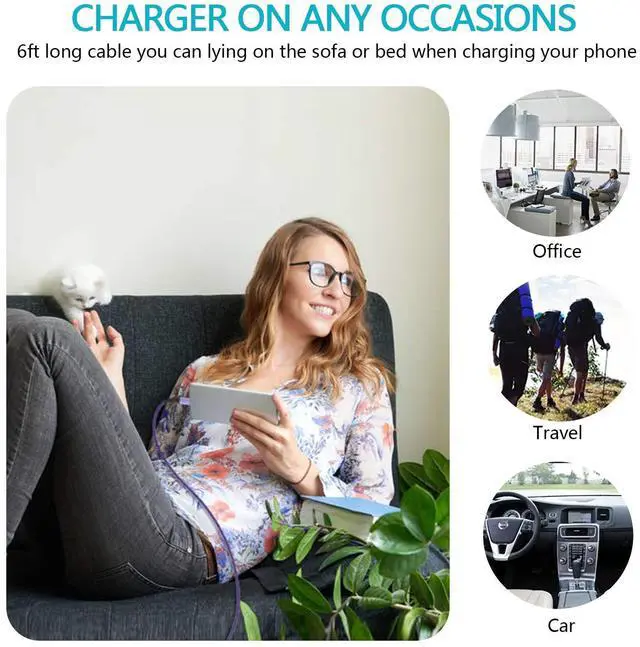 Alt view image 5 of 7 - Fast Charging Cord for Moto G Stylus 5G /G Power 2021/G Play 2021/G Fast /E20 /One 5G Ace /G10/G30/G60S/G100/G 5G Plus/G9 Power/G8 Play/G7 G6 Plus Z4 Z3 Z2 Android Phone Type C Cable