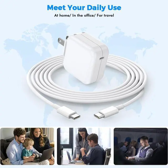 Alt view image 6 of 7 - USB C Charger for MacBook Air MacBook Pro 13 14 15 16 inch,M1 M2 M3 Apple Laptop Charge,2Pack 30W USBC Power Adapter,Compatible with iPhone 17/16/15 Pro Max,10FT Extra Long Cable Mac Book Pro,iPad Pro