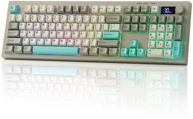 Main image of S102 PRO Membrane Gaming Keyboard with TFT Screen, Volume Knob & Number Pad, BT/2.4G/USB, RGB Backlit, Creamy Silicone Structure, Silent Keyboard for PC Game/Office (Grey)