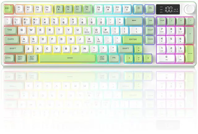 Main image of Wireless Keyboard, Quiet Keyboard for Work, Creamy Keyboard with Number Pad, RGB Gaming Keyboard, Tri-Mode BT5.0/2.4GHz/USB-C, 98 Keys, for PC, Mac, Gaming Console