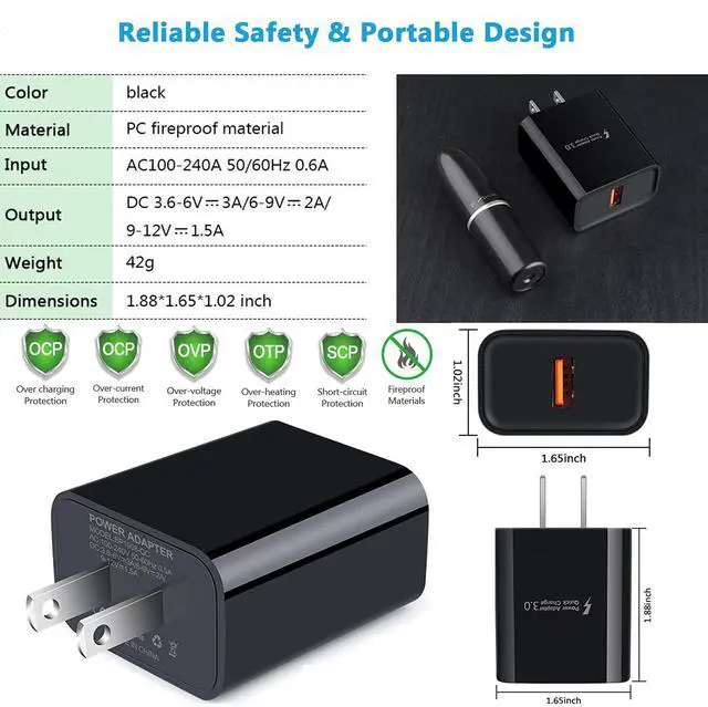 Alt view image 5 of 7 - Type C Charger Fast Charger for Samsung Galaxy S25 S24 S23 S22 S21 Z Flip7 Z Fold7 A17 A56 A36 A26 A16 A55 A35 A25 A15 A54 A14 A53 A13,Quick Charge 3.0 Car Charger Wall Adapter +3FT 6FT USB C Cable
