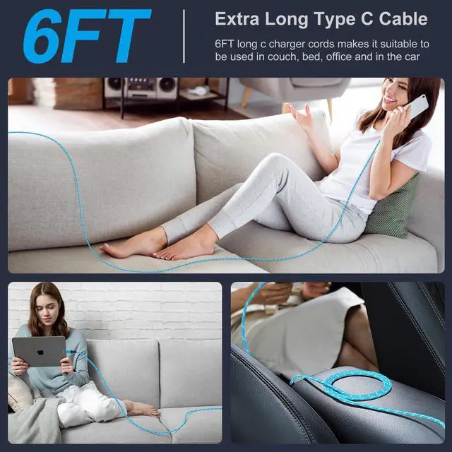 Alt view image 6 of 7 - Car Carplay Cable for iPhone 17 16 15 Car Charger for i Phone 17 Charging Cable for iPhone 17 Pro Max Air 16e 16 Pro Max 15 Plus,3Pack 6FT USB A to USB C Android Charging Wire Type C Car Charger Cord