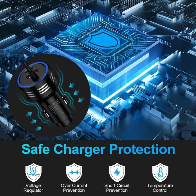 Alt view image 4 of 7 - USB C iPhone 17 Car Charger, 78W PD + QC 3-Port Type C Fast Car Charger Cigarette Lighter Adapter with Built-in Coiled USB C Fast Charging Cable for iPhone 17 Pro Max Air 16e 16 Pro Max 16Pro 15 Plus