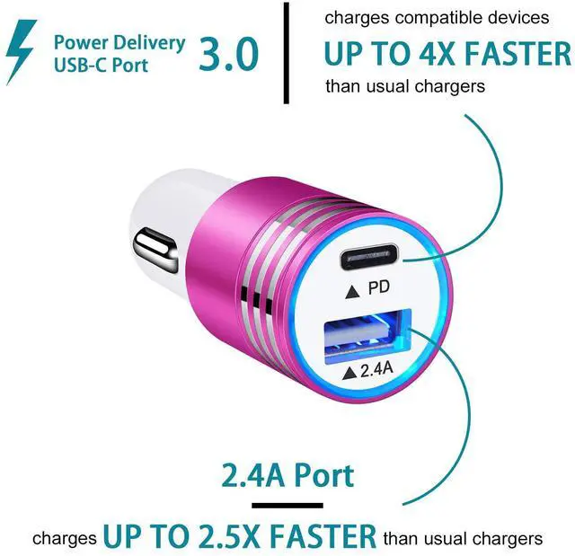 Alt view image 2 of 6 - Fast Type C Car Charger for Samsung Galaxy S26 Ultra S26 Plus S24 S23 S22 S22+ S21 S20 A53 Z Flip 7 6 5 4 Z Flod A32 A72 A12 A52 A21 A50 A51,30W USB C PD Car Block,6FT Fast Charging USB C to C Cable