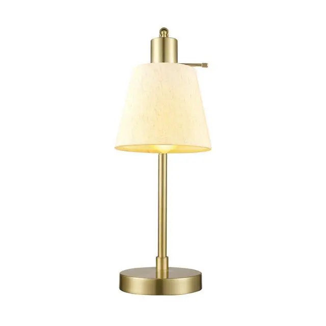 Alt view image 4 of 7 - 16" Desk Lamp, Matte Brass Finish, White Shade, Adjustable Pivot Joint, Rotary Switch on Socket, Modern Lighting for Bedroom or Office, Indoor Lights, E26 Base