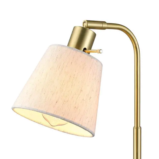 Alt view image 7 of 7 - 16" Desk Lamp, Matte Brass Finish, White Shade, Adjustable Pivot Joint, Rotary Switch on Socket, Modern Lighting for Bedroom or Office, Indoor Lights, E26 Base