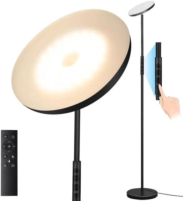 Main image of Floor Lamp, Upgraded 40W 4000LM Super Bright Torchiere LED Floor Lamps for Living Room, Stepless Dimmable Color Temperature 2700K-6500K with Remote & Touch Control, Standing Light for Bedroom Office