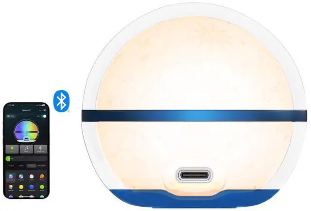 Main image of Sphere C Smart Night Light, USB-C Rechargeable, Ambient Table Lamp with APP Control, 75 Lumens RGB Dimmable Bedside lamp, Portable for Parties, Camping, Decoration (Type-C Cable Excluded)