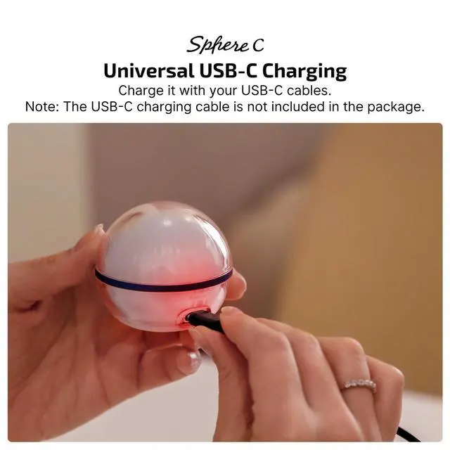 Alt view image 4 of 7 - Sphere C Smart Night Light, USB-C Rechargeable, Ambient Table Lamp with APP Control, 75 Lumens RGB Dimmable Bedside lamp, Portable for Parties, Camping, Decoration (Type-C Cable Excluded)