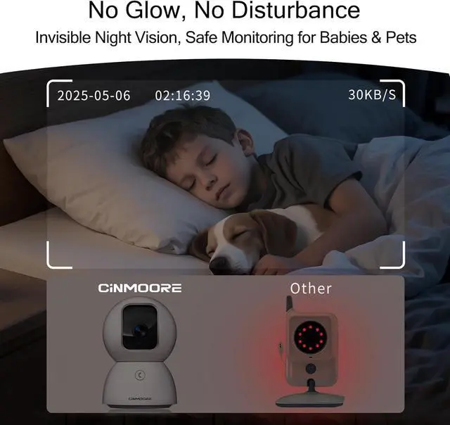 Alt view image 6 of 7 - 5G Security Camera Indoor 3-Pack, No-Monthly-Fee AI Tracking Facial Recognition, 3K Pet/Dog Camera with Speaker/Phone App, PTZ WiFi Baby Monitor Cameras for Home Security, 0-Glow Night Vision