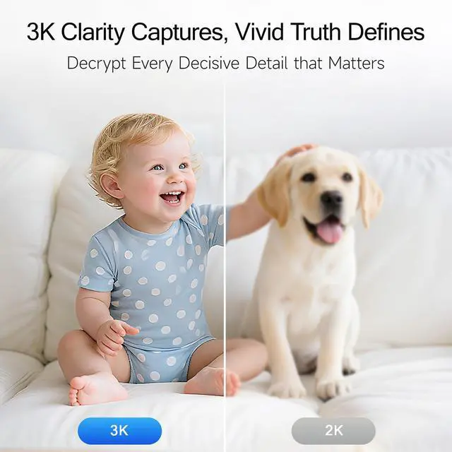 Alt view image 4 of 7 - 5G Security Camera Indoor 3-Pack, No-Monthly-Fee AI Tracking Facial Recognition, 3K Pet/Dog Camera with Speaker/Phone App, PTZ WiFi Baby Monitor Cameras for Home Security, 0-Glow Night Vision