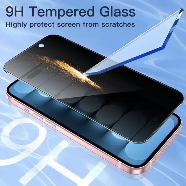 Alt view image 6 of 7 - Privacy Screen Protector for iPhone 15 6.1-Inch, Anti-Spy Tempered Glass Film with Easy Installation Tool, 2-Pack