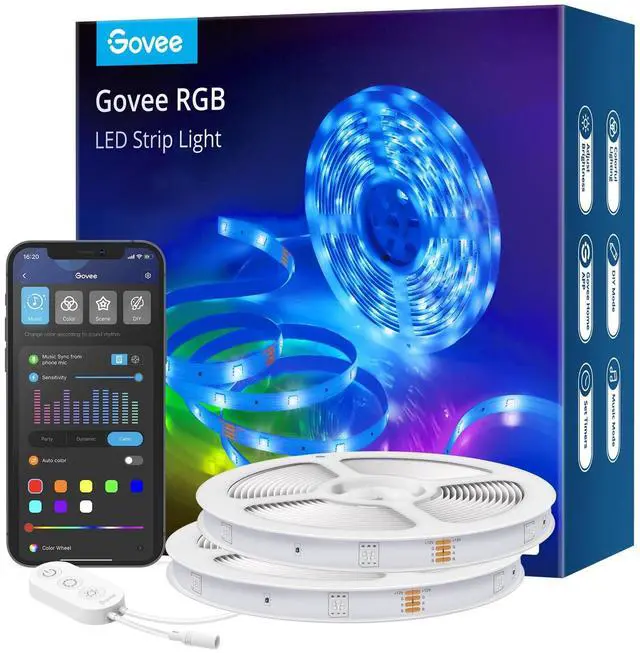 Main image of Smart RGB LED Strip Lights for Bedroom, 32.8ft WiFi LED Light Strip Work with Alexa Google Assistant, 16 Million Colors with App Control and Music Sync Lights for Home Decor, 2 Rolls of 16.4ft