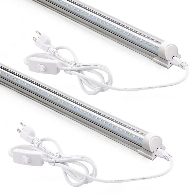 Main image of LED Shop Lights 2FT, 20W 3000LM 5000K, T8 LED Light Fixture, Clear Cover, Ceiling and Utility Shop Light, Linkable Tube Lights for Room, Garage, Workbench, Warehouse, 2 Packs