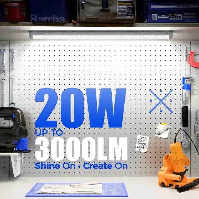 Alt view image 2 of 7 - LED Shop Lights 2FT, 20W 3000LM 5000K, T8 LED Light Fixture, Clear Cover, Ceiling and Utility Shop Light, Linkable Tube Lights for Room, Garage, Workbench, Warehouse, 2 Packs