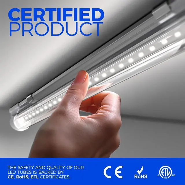 Alt view image 5 of 7 - LED Shop Lights 2FT, 20W 3000LM 5000K, T8 LED Light Fixture, Clear Cover, Ceiling and Utility Shop Light, Linkable Tube Lights for Room, Garage, Workbench, Warehouse, 2 Packs
