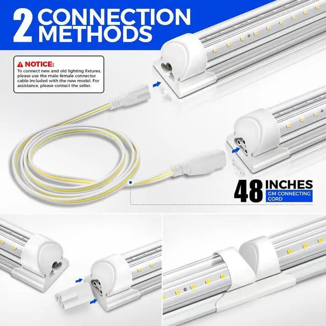 Alt view image 3 of 7 - LED Shop Lights 2FT, 20W 3000LM 5000K, T8 LED Light Fixture, Clear Cover, Ceiling and Utility Shop Light, Linkable Tube Lights for Room, Garage, Workbench, Warehouse, 2 Packs