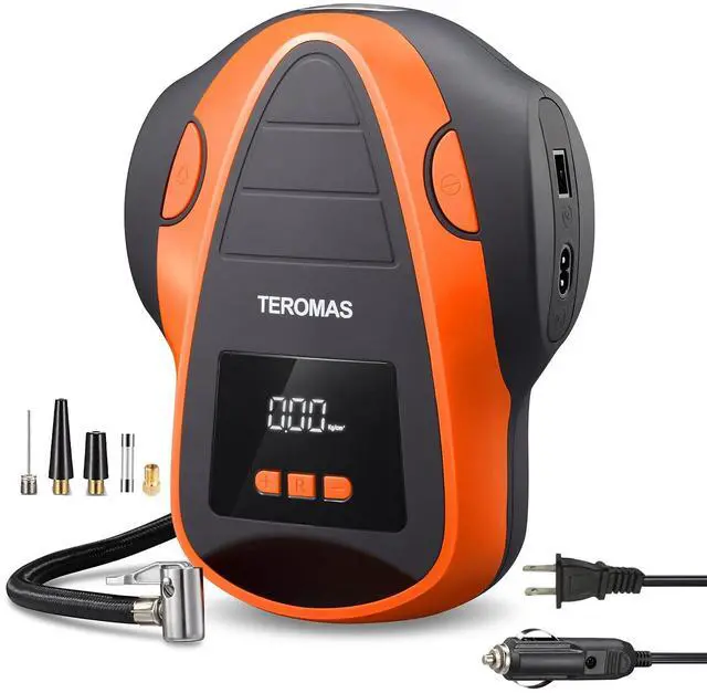 Main image of Tire Inflator Portable Air Compressor, Air Pump DC/AC for Car Tires 12V DC and Other Inflatables at Home 110V AC, Digital Electric Tire Pump with Pressure Gauge(Orange)