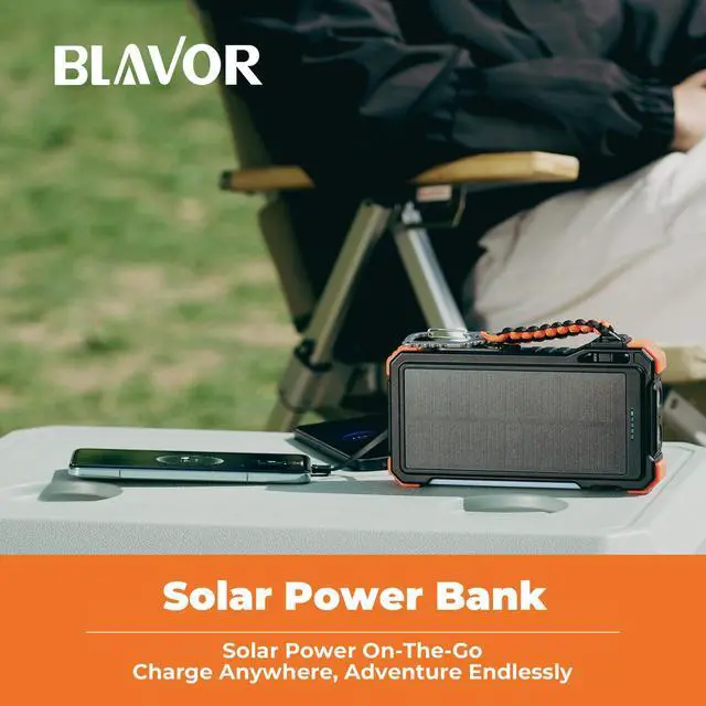 Alt view image 7 of 7 - Solar Power Bank 20000mAh Built-in Cables, Wireless Charger for Phones & Apple Watch, 20W Fast Charging Battery Pack with USB C, Flashlight, Solar Charger for iPhone, iPad, iWatch, Samsung