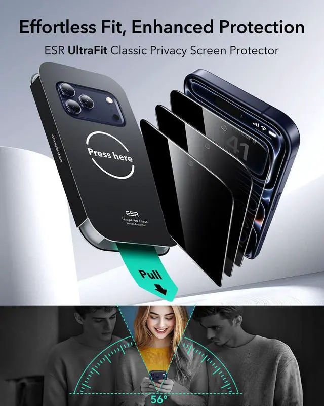 Alt view image 2 of 7 - 3 Pack for iPhone 17 Pro Max Privacy Screen Protector, Classic