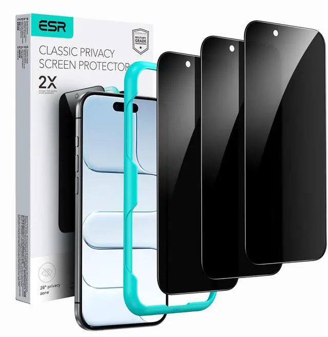 Main image of 3 Pack for iPhone 17/16 Pro Privacy Screen Protector, Align Frame