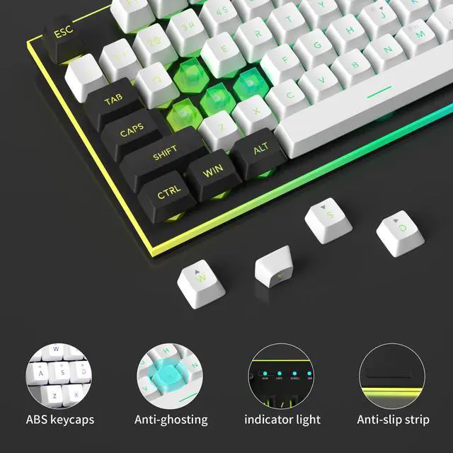 Alt view image 4 of 7 - GT838 Gaming Keyboard and Mouse Combo, 104 Keys RGB Backlit Quiet Wired Keyboards for Laptop PC MAC, with Number Pad, Metal Panel, Anti-Ghosting, White Black