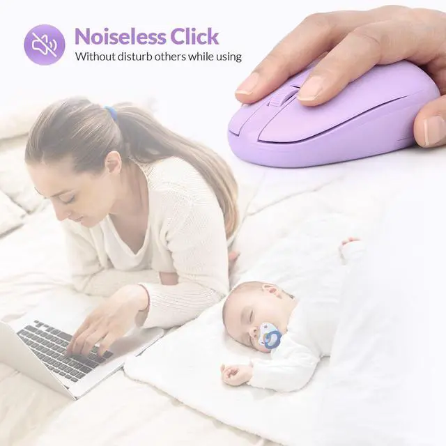 Alt view image 2 of 7 - Wireless Mouse RM700 2.4G Silent Mouse with USB Nano Receiver for Laptop,PC,Mac,Chromebook,Windows (Purple)