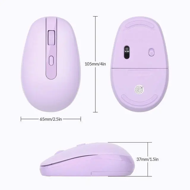 Alt view image 6 of 7 - Wireless Mouse RM700 2.4G Silent Mouse with USB Nano Receiver for Laptop,PC,Mac,Chromebook,Windows (Purple)
