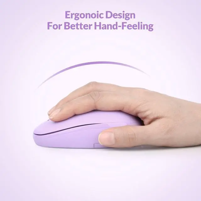 Alt view image 5 of 7 - Wireless Mouse RM700 2.4G Silent Mouse with USB Nano Receiver for Laptop,PC,Mac,Chromebook,Windows (Purple)